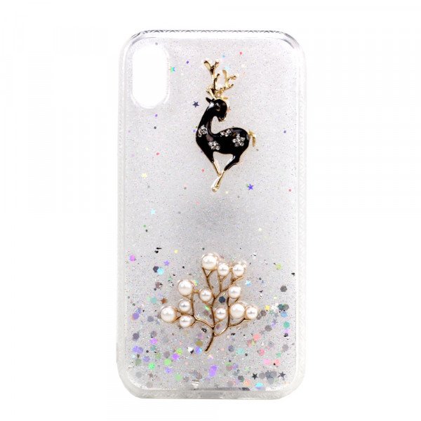Wholesale iPhone XR 3D Deer Crystal Diamond Shiny Case (Clear)